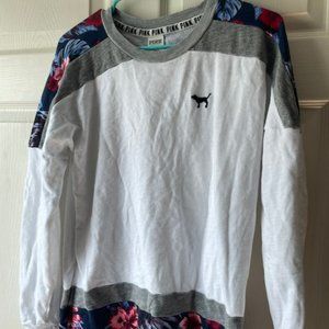 PINK L/S TSHIRT WITH TROPICAL PRINT ACCENTS